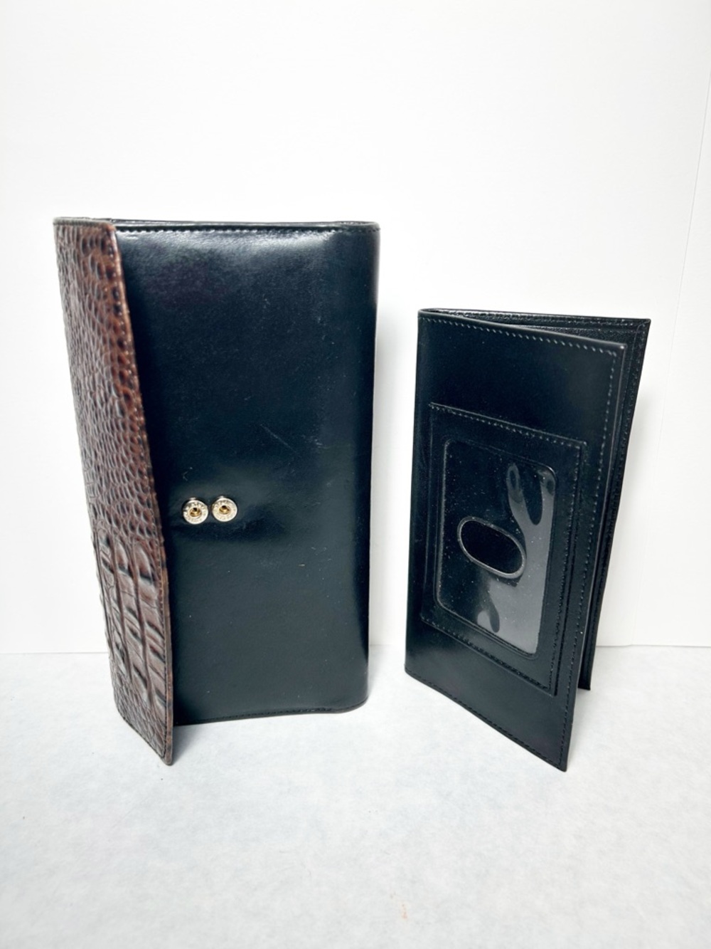 Brahmin Tuscan Two-tone Leather Tri-fold Checkbook Wallet w/Removable Cover EUC - Picture 4 of 15